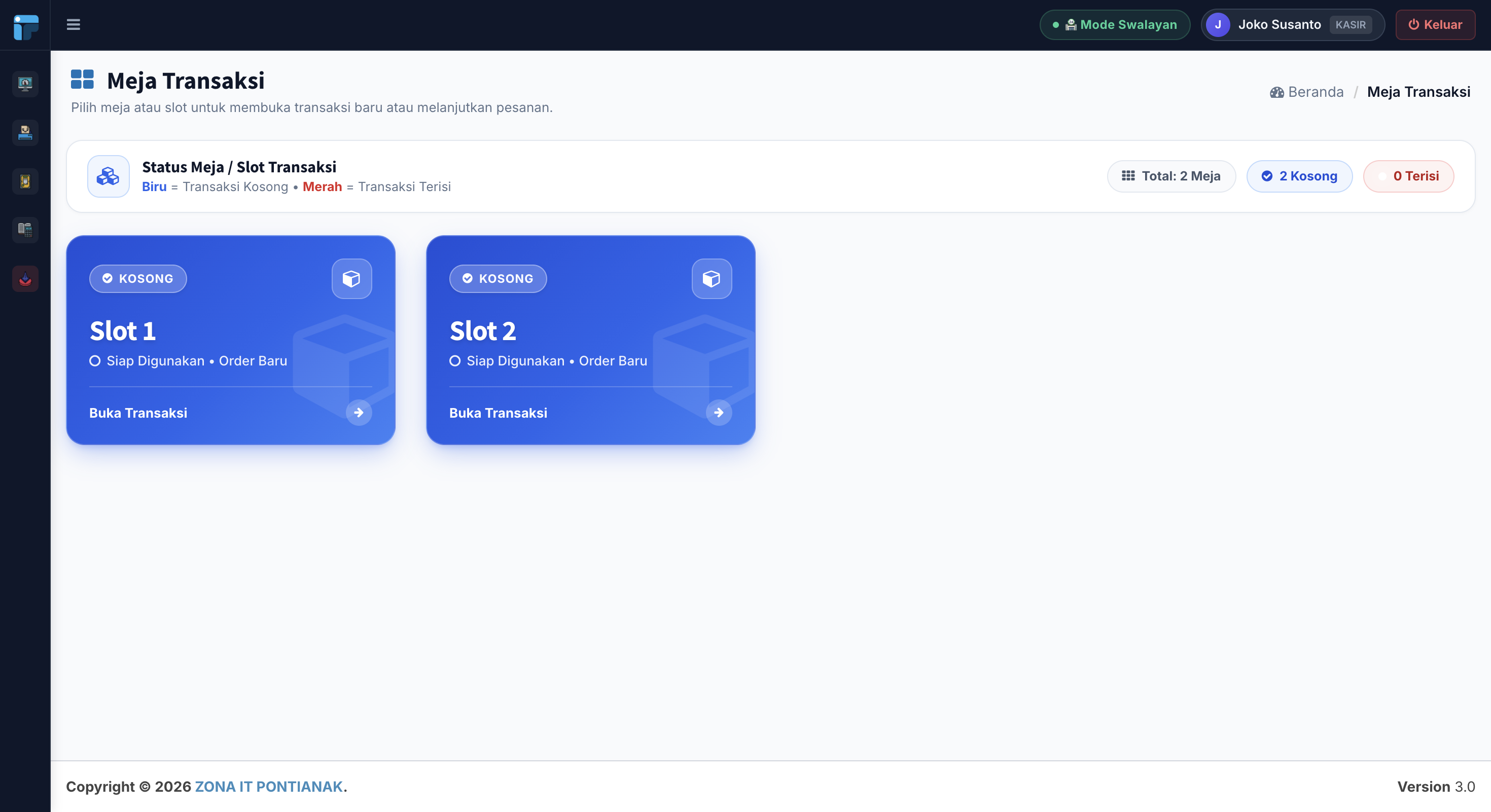 Manajemen Slot Meja Transaksi